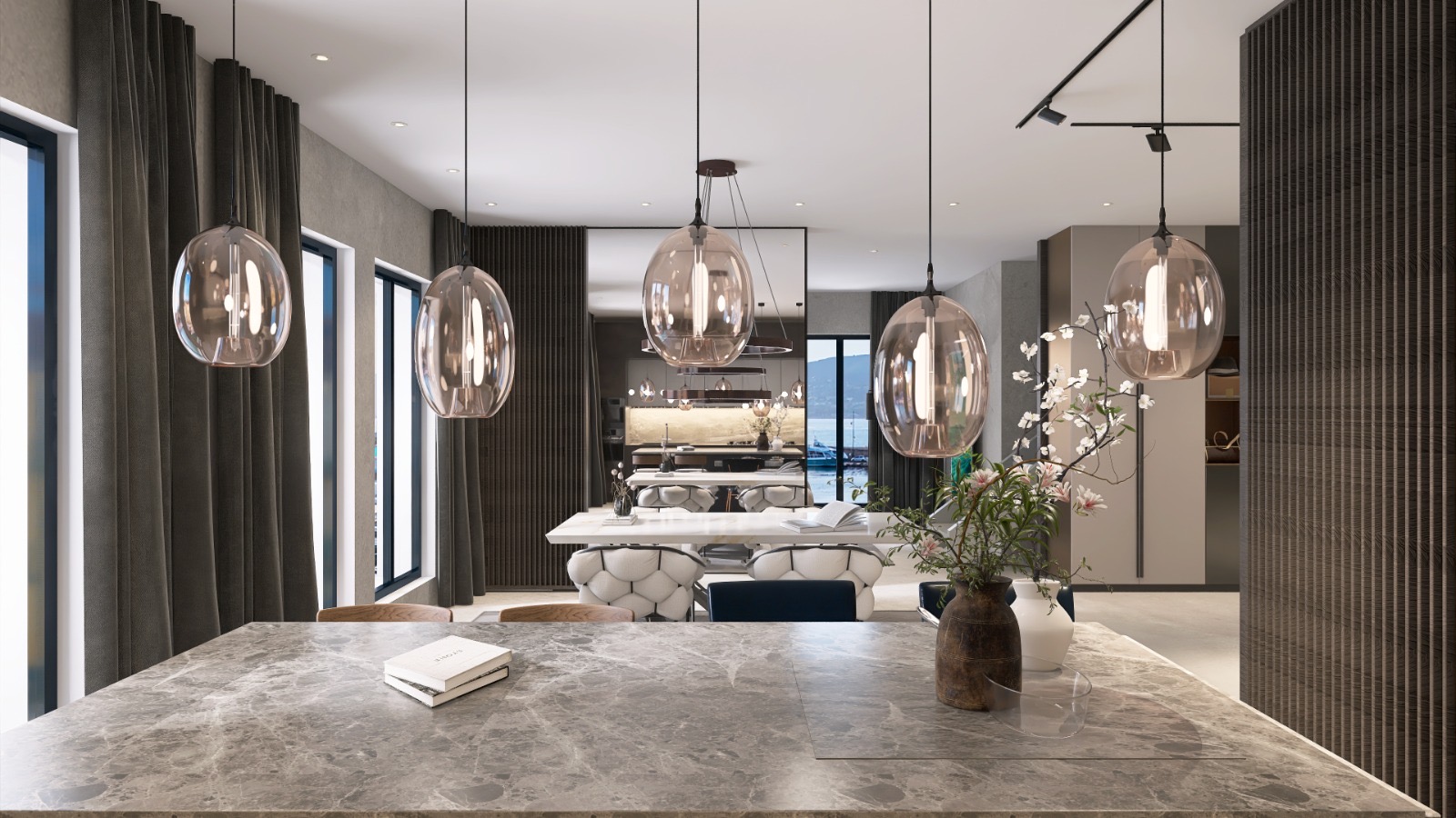 Dining Room with Marina View